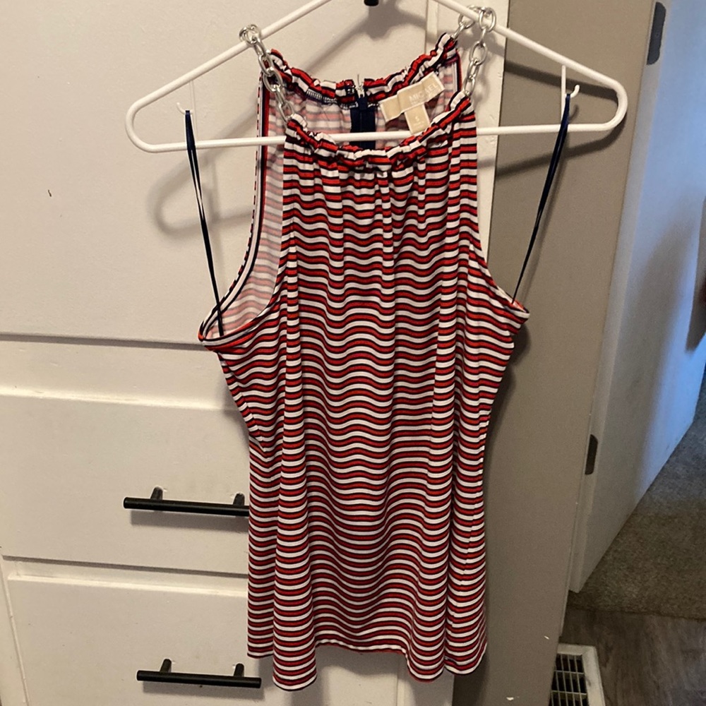 Michael Kors Size S Red, Blue, White Striped Tank Top Blouse.
